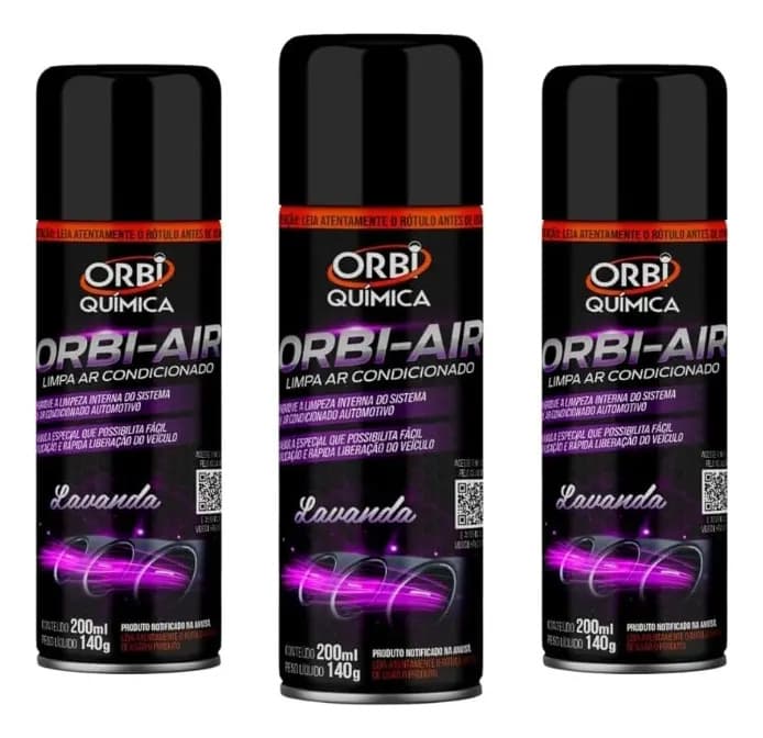 Kit 3 Limpa Ar Condicionado Automotivo Orbi Quimica Lavanda 2